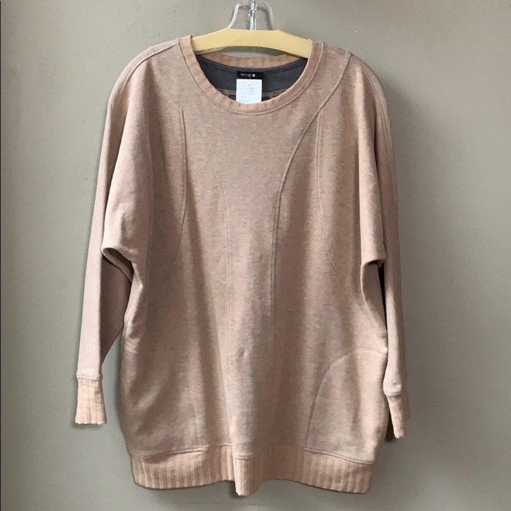 Bylyse Beige Sweater Pullover Tunic with Pockets L